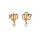 Christian Dior CD Pearl Drop Ear Clip on Earrings